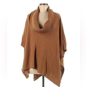 Tan one size cowl neck poncho - tan poncho sleeves​